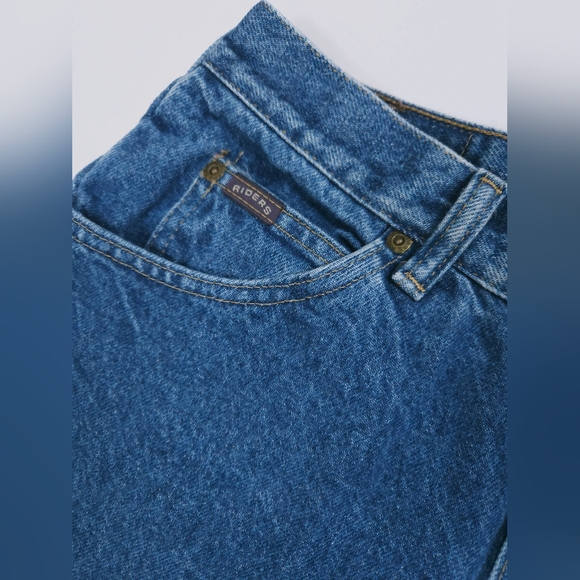 Riders Vintage High Waist Tapered Blue Denim 100% Cotton Mom Jeans 28x28 - Picture 4 of 15